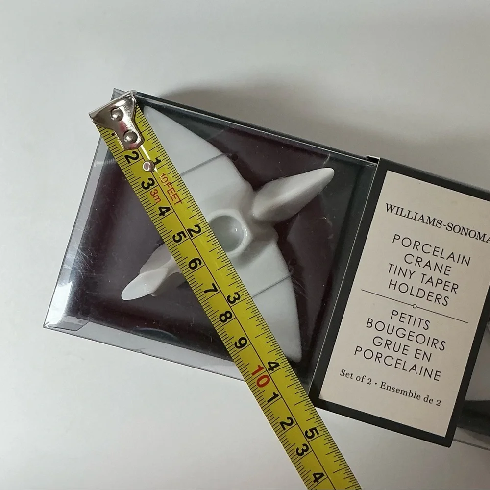 Williams Sonoma Candle Holders Origami Crane White Porcelain Bird for Tiny Taper